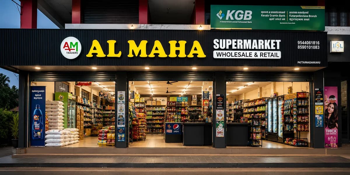 Al Maha Supermarket storefront daylight view